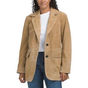 AVEC LES FILLES Tan Suede Leather Jacket / Blazer - Size Small